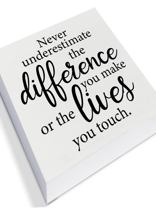 PIXCEOS Retirement Thank You Gift Decorative Wooden Box Sign Never Underestimate the Difference You Make Wood Block Plaque Desk Decor Office Shelf or Wall Display - Image 2